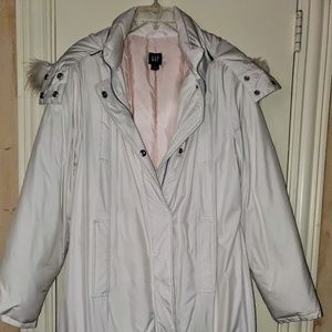 GAP Down Puffer Coat, Hood with Faux Fur Trim